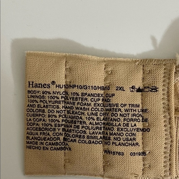 Hanes sz 2 XL bra in a caramel color with a lace accent on the bust line - Picture 10 of 10